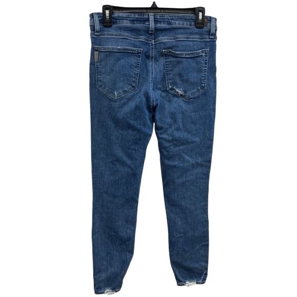 Paige “hoxton crop” torn back hem Midrise medium wash distressed jeans Sz 29 #71 - Picture 4 of 15